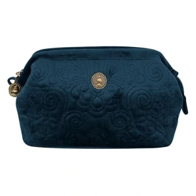 Afbeelding van Pip Studio Make up Tasje Velvet Quiltey Days Toilettas Etui met Bloemenprint Blauw 19x12x8.5cm