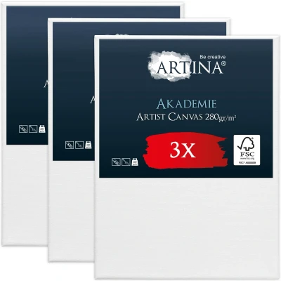 Afbeelding van Artina Akademie Set van 3 Schilderdoeken Canvas 70x100 cm Spieraam FSC® Hout Wit 100% Katoen 280 g/m156