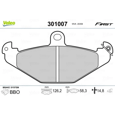 Afbeelding van Valeo Remblokset 301007
