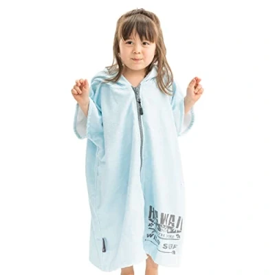 Afbeelding van HOMELEVEL badstof strandjurk voor meisjes Badponcho kinderen Met capuchon en ritssluiting Strandponcho van zachte, absorberende stof