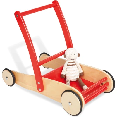 Afbeelding van Pinolino 269425 Uli Loopwagen Van Hout, Met Remsysteem, Rubberen Houten Wielen, Voor Kinderen 1 Tot 6 Jaar, Rood, 56 x 32 45 cm