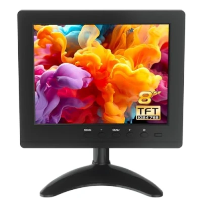 Afbeelding van CCTV monitor 8 inch TFT LCD HD kleurenscherm 1024 * 768 met AV/VGA/HDMI/BNC ingang Ingebouwde luidspreker voor Raspberry Pi Home Security PC weergave door wholev