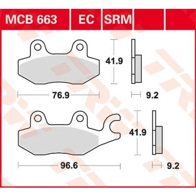 Afbeelding van Remblokkenset, schijfrem TRW MCB663SRM