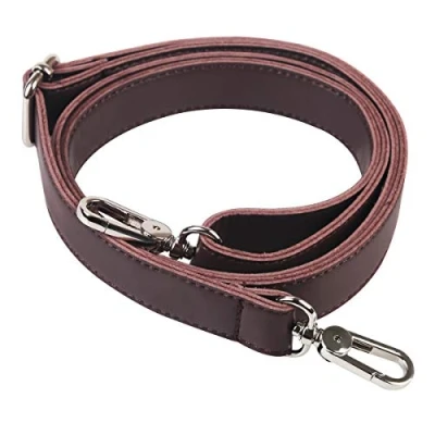 Afbeelding van BOMKEE Lederen schouderriem, 155 cm, universele vervanging, instelbaar met metalen wervel, haak, voor schoudertas, crossbody bag, aktetas, koerierstas, portemonnee, handtas (bruin)