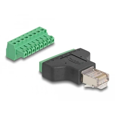 Afbeelding van Delock Adapter RJ45 Stecker &gt; Terminalblock 8 Pin 2 teilig 3,81 mm H