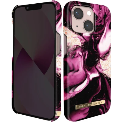 Afbeelding van iDeal of Sweden hoesje voor iPhone 14 Backcover Fashion Case Golden Ruby Marble