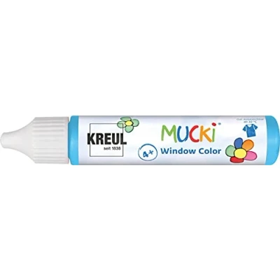 Afbeelding van KREUL 24410 Mucki Window Color, lichtblauw, 29 ml stift, raamverf op waterbasis, parabeenvrij, glutenvrij, lactosevrij, veganistisch, gemakkelijk te schilderen, afwasbaar