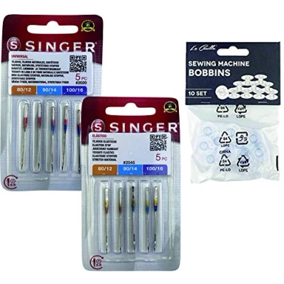 Afbeelding van Singer Set van 2 universele naalden voor het naaien katoen en breien, elastieken lycra 2020, 2045 systeem 130/705 H (One Side Flat) HAx1 S