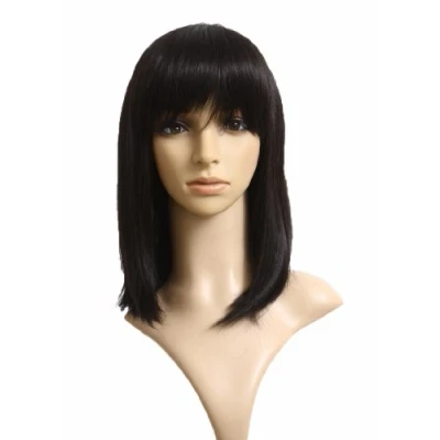 Afbeelding van Prettyland Zwart Medium Lang Glad Natuurlijk Mat Zoals Menselijk Haar Hittebestendig Volume Alledaagse pruik C275