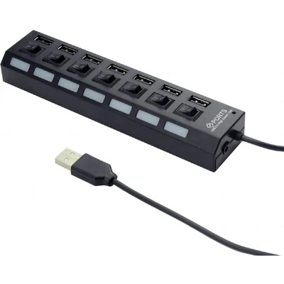 Afbeelding van Gembird USB hub 7 poorten 2.0 Zwart