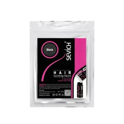 Afbeelding van SEVICH Haarvezels voor dunner wordend haar, haaropbouwende vezels direct dikker en vollere look, haarpoeder mannen vrouwen, 100 g zwart