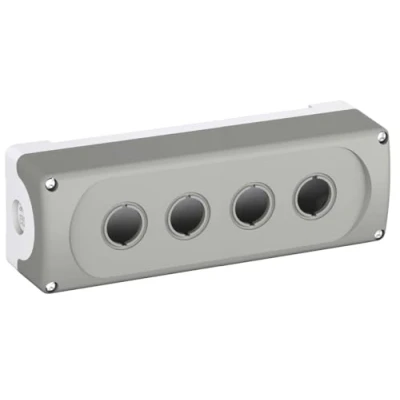 Afbeelding van Abb drukknopkast kunststof leeg 4 gats ip66 deksel donker grijs bodem licht 1sfa611814r1000