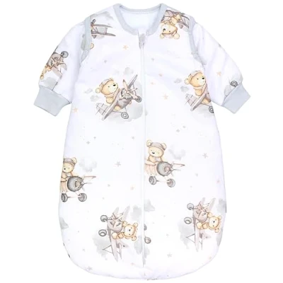 Afbeelding van TupTam baby all season slaapzak rond OEKO TEX gecertificeerde materialen met afneembare mouwen 2,5 TOG unisex, Beer in het Vliegtuig/Wit/Beige, 80 86