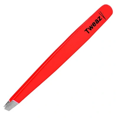 Afbeelding van K Pro TWEAZY Pincet voor wenkbrauwen epileren, ontharing, schuin (neon rood)