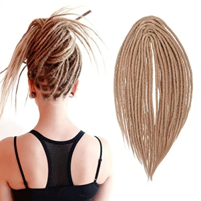 Afbeelding van 20 Inch 10 Strengen/Pak Synthetische Double Ended Dreadlocks Extensions Dunne 0,6 cm Gehaakte Gevlochten Haar Zachte Reggae Hiphop Hippie Stijl, Diep Blond