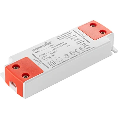 Afbeelding van Poppstar Slim Trafo 12 V (voor 0,15 tot 15 Watt LEDs) Ultra Vlakke LED Transformator 230V AC / 12V DC 1,25A