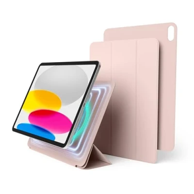 Afbeelding van elago Magnetische Folio Hoesje Compatibel met Ipad 10th generatie [10,9 inch] Achterplaat kan Worden Bevestigd aan Metalen Materialen,Compatibel Apple Pencil en elago&#039;s Case (Roze)