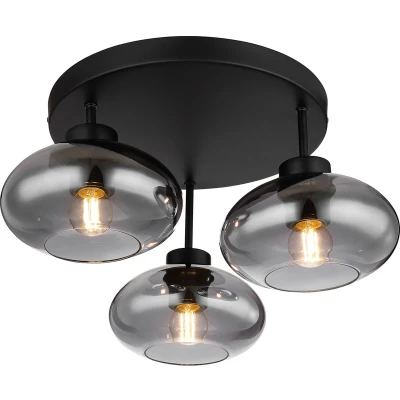 Afbeelding van Globo plafonniere Shaun zwart metaal 40 cm E27 fitting 15572 3D