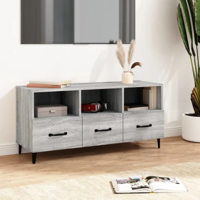 Afbeelding van Tv meubel 102x35x50 cm bewerkt hout grijs sonoma eikenkleurig