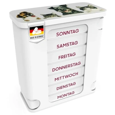 Afbeelding van Grehge 7 Days with 4 Compartments Each Made in Germany Pill Box, Tower for Joint Tablets, Vitamins Dogs and Cats, Osteoarthritis
