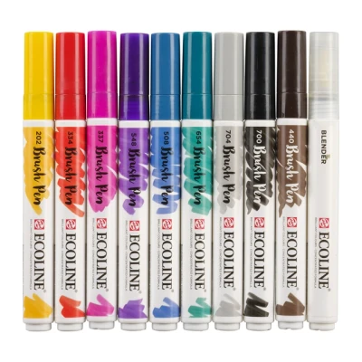 Afbeelding van Brushpen Talens Ecoline Handlettering blister à 10 stuks assorti