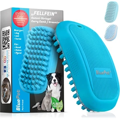 Afbeelding van BluePet FellFein Badborstel, rubberen strip voor korthaar, honden en katten, met massage effect, verwijdert los dekhaar, stof vuil, ideale badstreng het inmasseren van hondenshampoo