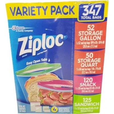 Afbeelding van Ziploc Vriezer Diverse Maten Opbergzakken Variety Pack van 347 Zakken