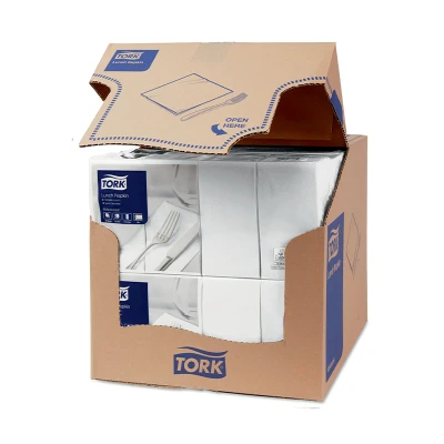 Afbeelding van Tork Lunchservet 33x33cm 2 laags 1/8 vouw Wit 477402