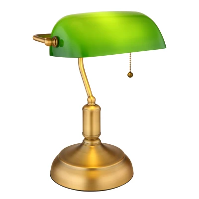 Afbeelding van Bureaulamp bankierslamp klassiek brons groen notarislamp