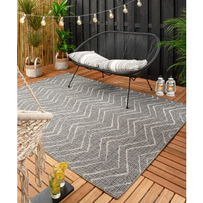 Afbeelding van Buitenkleed Zig Zag Summer Blauwgrijs 80x150 Cm
