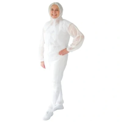 Afbeelding van ARNOMED PP wegwerp beschermpak wit, 1x full body pak maat XL (140x178 cm), verf &amp; lakpak met capuchon, witte werkoverall voor mannen en vrouwen, latexvrije beschermende kleding.