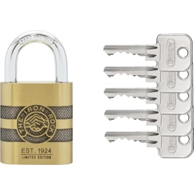 Afbeelding van ABUS Hangslot messing 83/45 IRON ROCK jubileumslot met 5 sleutels vs. geharde stalen beugel, nano protect weerbestendig niveau 8
