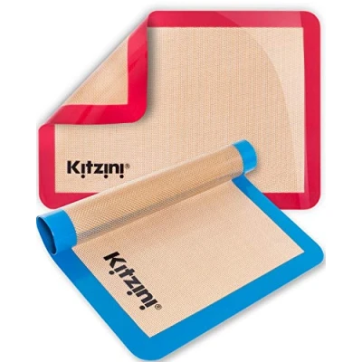 Afbeelding van Kitzini Siliconen Bakmat 2 stuks Deegmat Ovenmat Hittebestendige Mat tot 250C Herbruikbaar en niet klevend Vaatwasserbestendig BPA vrij Bakspullen Bakpapier