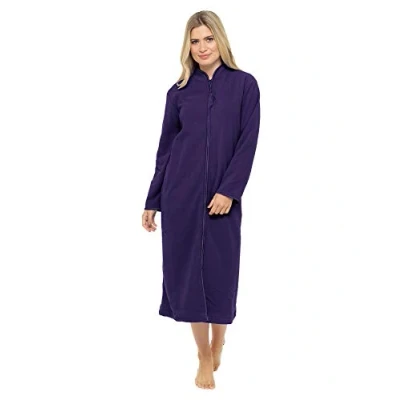 Afbeelding van Ladies Zipped Soft Fleece Dressing Gown 4045 Purple 10 12