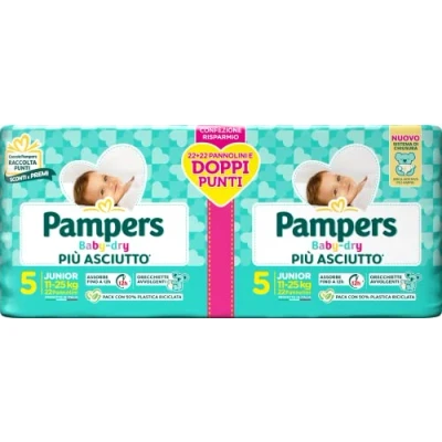 Afbeelding van Pampers Baby Dry Junior Dubbele verpakking, Maat 5 (11 25 kg), 44 luiers