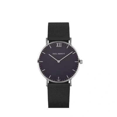 Afbeelding van Paul Hewitt Sailor Line Silver Blue Lagoon Metal PH SA S ST B 5M Horloge Leer Zwart Ø 39 mm