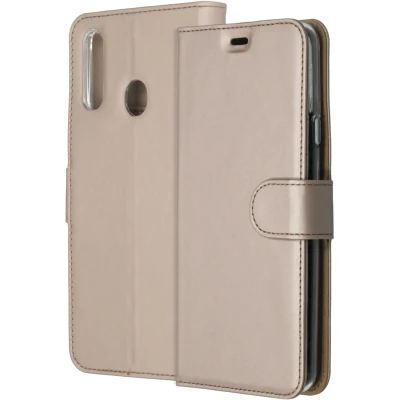 Afbeelding van Samsung Galaxy A20s Hoesje Kunstleder Accezz Bookcase Goud Telefoonhoesje
