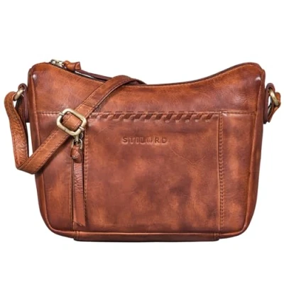Afbeelding van STILORD &#039;Nia&#039; Dames Schoudertas Klein Leder Handtas Vrouwen Vintage Handtassen Crossbody Avondtas Vrouw Lederen Handbag Echt Leer Tas, Kleur:brandy cognac