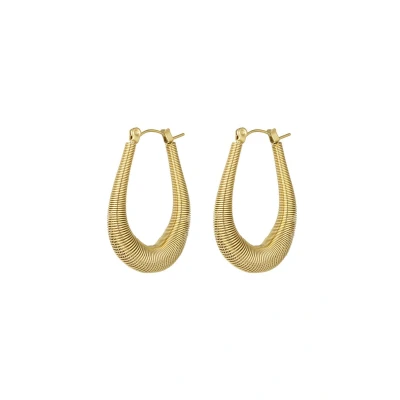 Afbeelding van Yehwang Gouden Oorbellen Met Structuur Goud Oorringen Oorsieraad Stainless Steel Sieraad Sieraden Cadeau Cadeautip Moederdag