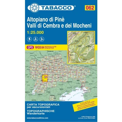 Afbeelding van Tabacco Editrice Wandel fietskaart Altopiano di Pinè Blad 062 / 1:25.000 (GPS)