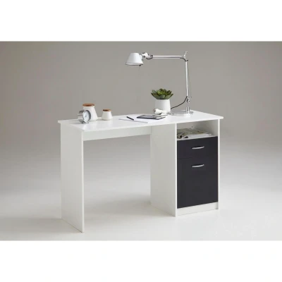 Afbeelding van FMD Bureau met 1 lade 123x50x76,5 cm wit en zwart