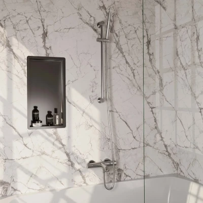 Afbeelding van Brauer Brushed Edition Badkraan Opbouw glijstang 2 functies gladde knoppen handdouche staaf 1 stand PVD geborsteld RVS