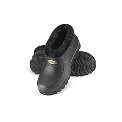Afbeelding van ESTRO Dames Rubber Laarzen Kort Tuinclogs Heren Gevoerd Winterklompen voor Warm A16 (43, Zwart)
