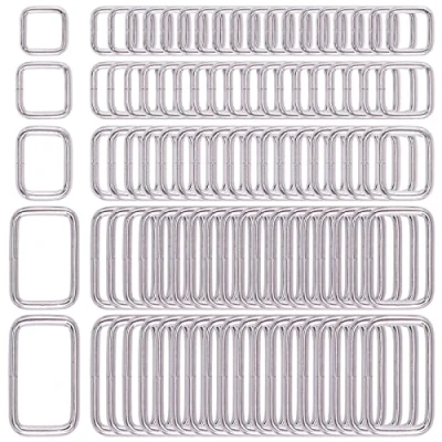 Afbeelding van Swpeet 100 stuks diverse metalen rechthoekige ringen, singelriemen gesp voor riemtassen doe het zelf accessoires 13 mm/15 mm/20 mm/25 mm/35 mm, Rechthoekigheid zilver, 25