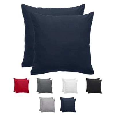 Afbeelding van Komfortec Set van 2 Premium Kussenslopen 80x80 cm Superzachte Kussenhoes 100% Geborsteld Polyester 90g/m² Blauw