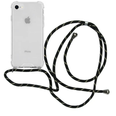 Afbeelding van imoshion Hoesje Geschikt voor iPhone SE (2022) / (2020) 8 7 Backcover met koord Zwart &amp; Goud
