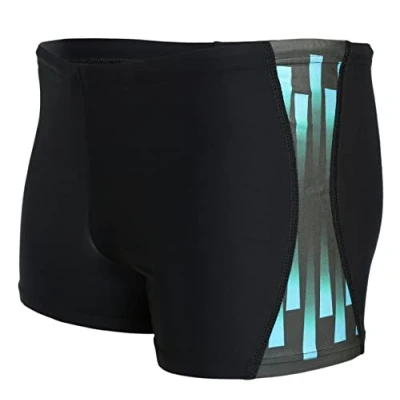 Afbeelding van Aquarti Heren Zwembroek met Strepen Sportief Zwemboxer, Zwart/Blauw, XL