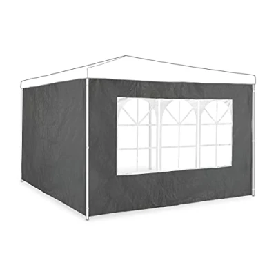 Afbeelding van Relaxdays partytent zijwand set van 2 met raam x 3 m los zeil grijs