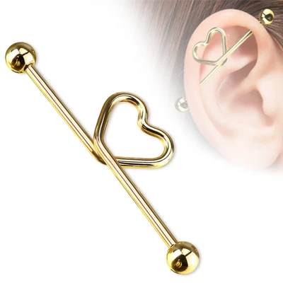 Afbeelding van Industrial piercing hartje gold plated