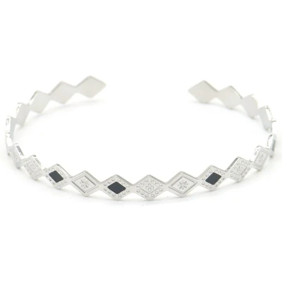 Afbeelding van Armband Dames Bangle Ruiten RVS One Size Zilverkleurig